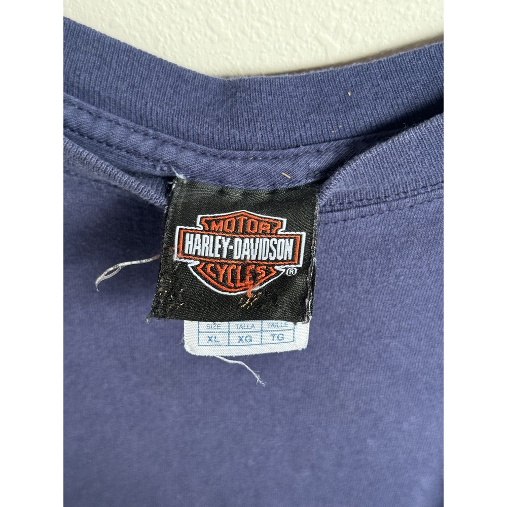 Vintage Harley Davidson Shirt XL Blue Embroidered Texas Thunder Biker Classic - Picture 9 of 9